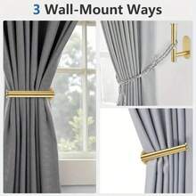 2pcs Curtain Holdbacks, No-Drill AdhesiveCurtain Tiebacks Curtain Tie Backs Curtain Holders For Wall Mounted Curtain Pull Backs For Drapes, Curtain Side Holders Hooks, 304 Stainless Steels, Curtain Tie Backs For Living Room, Bedroom, Office - Gold - View 4