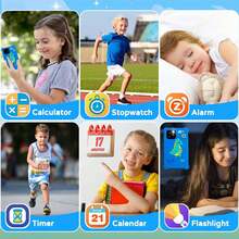 Kids Learning Phone Toy, Dinosaur Toy Mobile Phone For Children, 2.8 Inch IPS Touch Screen Toy Phone With Dual Camera Game Music Player, Christmas Halloween Birthday Gift For 3-10 Year Old Boys & Girls, Portable Travel Photography Kids Phone, Includes 32GB Card (Blue) - Multicolor - View 6