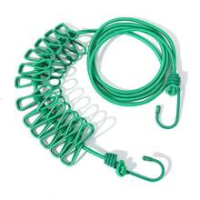 Tender de ropa portátil y retráctil para uso en exteriores con cuerda elástica y 12 pinzas