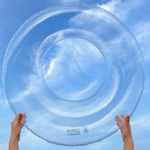 1pc Inflatable Clear Swimming Ring, Transparent Photography Prop Swimming Ring Adult Round Transparent Swim Ring, Beach Essentials, Beach Accessories, Pool Float - Multicolor - View 5