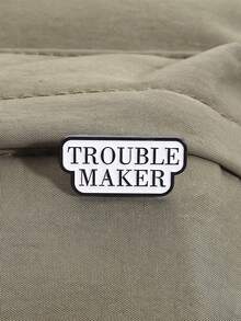 1 件休闲锌合金标语胸针，女士包袋配饰，四季学校礼物 - 黑白 - 查看 2