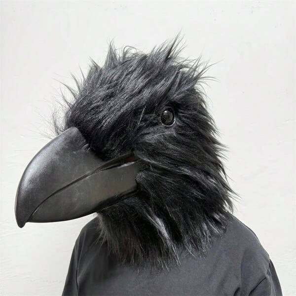 Realistic Raven Mask - Black Bird Design Full Headgear For Halloween, Carnival, And Costume Parties, Perfect For Role-Playing And Pranks, Costume Accessory | Realistic Animal Mask | Soft Texture Mask, Bird Decor