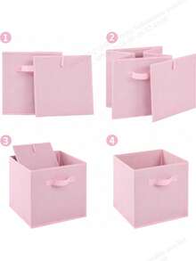 粉色折叠储物盒，无盖衣柜整理盒，多用途家用储物盒