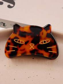 1pc Bohemian Style 2.4 Inch (Approx. 6.1cm) Cute Acrylic Cat Shaped Small Hair Clip, Hair Claw, Bangs Side Clip, Winter Hair Accessory Elegant Claw Clip - Multicolor - View 13