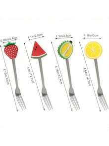 18/9/6/5/4/3/2/1件可爱卡通水果叉，水果、布丁、冰淇淋、甜点、面条、沙拉，不锈钢叉，多种颜色，非常适合甜点和蛋糕，厨房和餐具，返校、自助餐厅、水果、派对、野餐