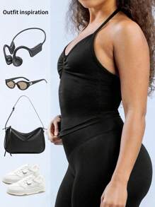 Yefecy 3 PCS New Impact Sports Yoga Vest Women's Fitness Yoga Top Gym Clothes Workout Backless Scrunch Built-In Bra With Cups Tops - Multicolor - View 8