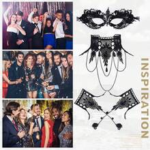 JEWELRYWE Women's Lace Masquerade Mask Set, Venetian Mask With Choker And Bracelet, Face Decoration, Suitable For Halloween/Cosplay/Stage Performance/Wedding Styling Accessories/Carnival/Theme Party - Kiểu 2 - Xem 7