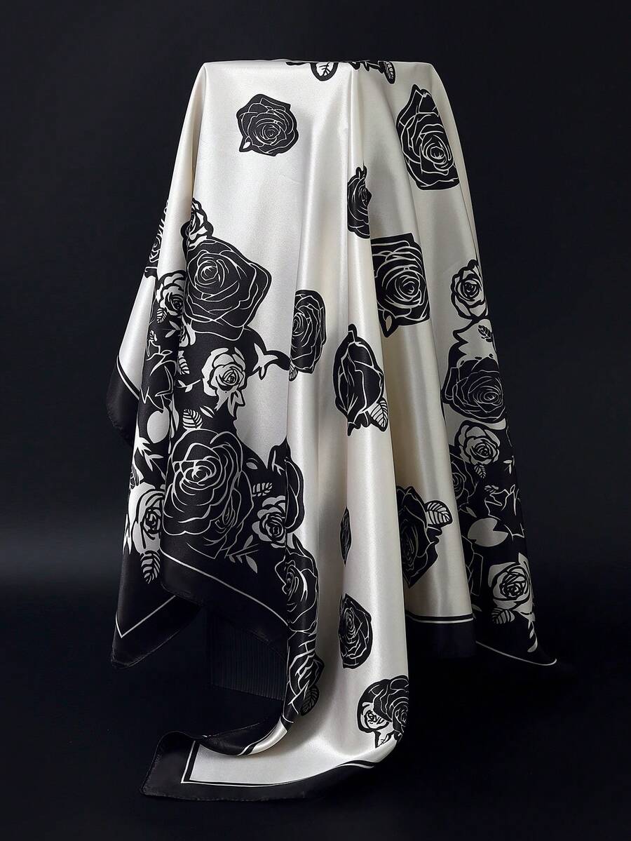 1 Stück Boho-Stil bedruckter eleganter Schal, Tuch, Haarband für Frauen, aus Seidenstoff, geeignet für den täglichen Gebrauch