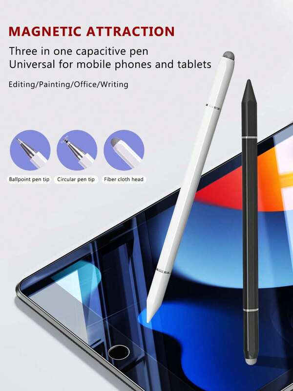 3-In-1 Magnetic Touch Pen With Capacitive Tip Compatible With IPad, And Other Touch Screen Devices Compatible With IPhone