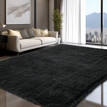 Sour Lemon Deep Pile Carpet Gray Carpet Living Room 120x160 Washable Anti-Slip Extra Large Carpets Bedroom Fluffy Modern Carpets Mat Carpets For Bedroom Room - 黑色 - 查看 7