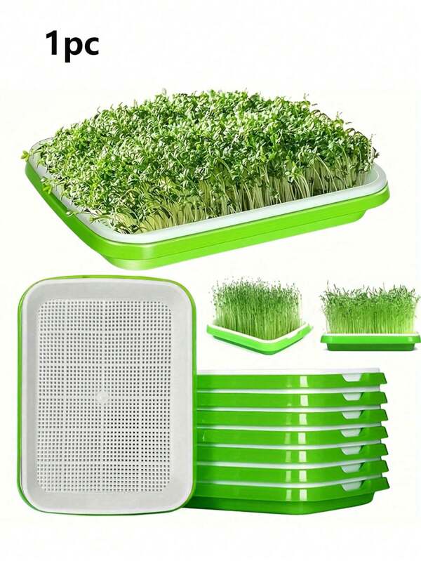 1 pieza Kit de germinación de semillas de crecimiento rápido, Bandeja de cultivo hidropónico sin tierra para el hogar, Esquejes hidropónicos, Maceta de plástico con rejilla para semillero, Placa de germinación adecuada para guisantes, frijoles, trigo y semillas de hierba para mascotas - Sistema de germinación de semillas sin agua
