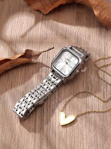 1pc Damesmode Casual Veelzijdig Vierkant Staafvormig Quartz Horloge, Geschikt Voor Dagelijks Gebruik