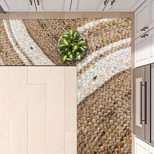 1 pieza, alfombra de cocina hecha a mano con cuerda de paja y estampado de bambú, antideslizante de diatomita, alfombra rectangular impresa en 3D, adecuada para sala de estar, dormitorio, pasillo, baño, lavandería - Alfombra de poliéster para decoración del hogar, interior y exterior