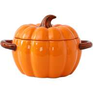 Pumpkin-Shaped Dutch Oven Pot With Lid, Mini Ceramic Baking Dish – Cute Orange Pumpkin Saucepan For Desserts, Dips & Side Dishes, Halloween & Thanksgiving Decor, Halloween Gift