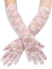 1 Pair Women Lace Embroidered Gloves, Suitable For Weddings, Parties, Halloween Wedding Valentine's Day Valentines - Multicolor - View 6