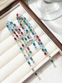 1 đôi Quá quắt Công nghiệp nặng Hợp kim đồng Sọc Hoa tai , Thích hợp Đối với phụ nữ Đến Mặc at Lễ hội & Các bữa tiệc - Bạc - Xem 9