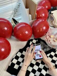 Bộ 116 bóng bay cao su màu đỏ, thích hợp cho đám cưới, sinh nhật, tiệc chia tay cuộc sống độc thân, kỷ niệm, tốt nghiệp, lễ hội hóa trang, lễ rửa tội, tiệc hồ bơi, tiệc chủ đề mùa hè, trang trí phòng khách, trang trí phông nền tiệc - Đỏ - Xem 13