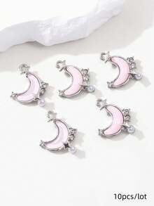 10/20 件随机粉色 Y2K 蝴蝶和月亮形吊坠、耳环、项链 DIY 珠宝