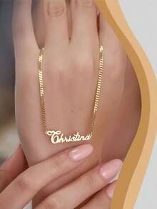 1pc Gold Rose Gold Custom Personalized 18K Gold Name Necklace, Custom Name Necklace, Personalized Jewelry For Her Personalized Gift, Custom Gift Mother's Day Gift For Family Birthday Gift Christmas Gift Valentine's Day Gift Gold,Rose Gold Stylish,Fall Fashion,Vintage,Unisex,Simple,Casual,Hipster,Goth,Punk Custom,Personalized,Unique Ideal Gifts For Her Her,Boyfriend,Girlfriend,Dad,Mom,Family,Friends,Pets,Son,Daughter,Grandparents For Anniversaries,For Valentine's Day,For Mother's Day,For Birthdays,For Graduation,For Father's Day,For Weddings,For Daily Wear,For Party,For Prom,Black,Silver,Gold,Stylish,Colorful,Vintage,Simple,Unisex,Casual,Cuties,Custom,Personalized,Unique,Ideal Gifts For Him,Ideal Gifts For Her,Her,Boyfriend,Girlfriend,Dad,Mom,Family,Friends,For Anniversaries,For Birthdays,For Graduation,For Prom,For Party,Chic Autumn,Delicate Romance - Multicolor - View 24