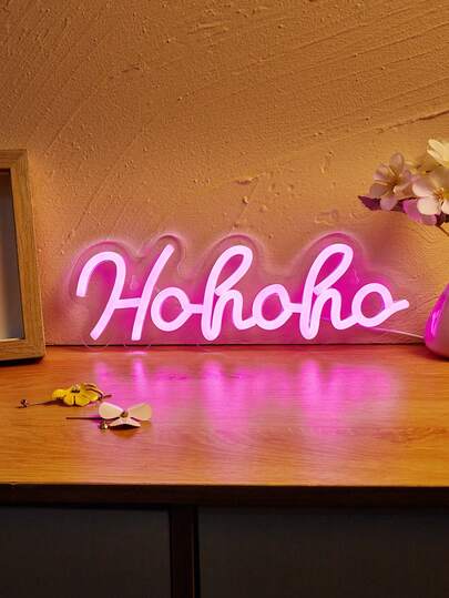 1pc LED Neon Sign Ho Ho Ho Neon Light, Home Bedroom Living Room Wall Decoration Light, For Holiday Wedding Party Decorative Light, 5V USB Powered