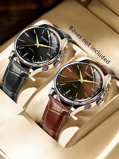 2 Pieces Men's Bamboo Patterned Watch Strap Fashionable And Simple Business Bar Scale Quartz Watch Set Suitable For Daily Wear Decoration Or Holiday Gifts