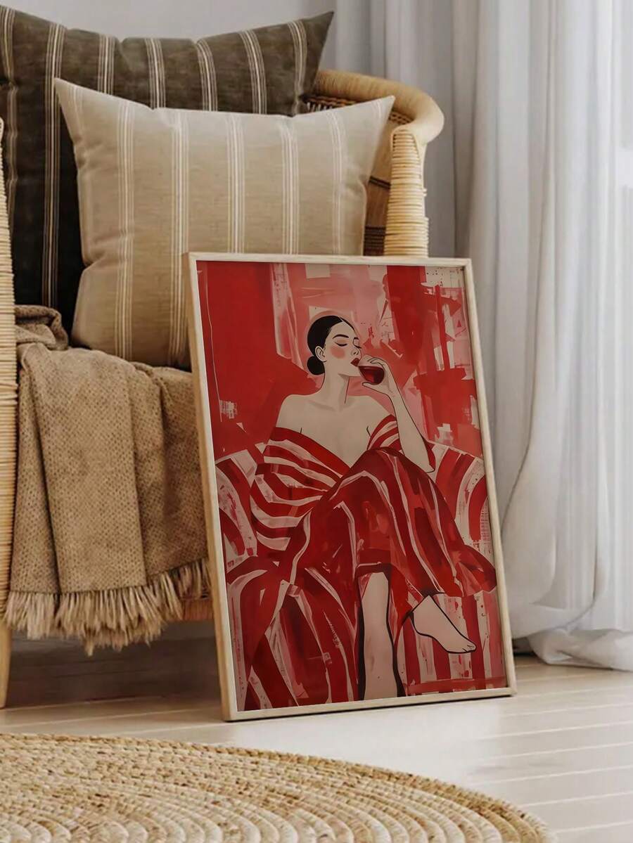 1PC Modern Contemporary Figure Red Poster Abstract Art, Minimalist ...
