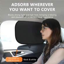 4-Piece Magnetic Car Window Shades Set - Universal Foldable Sunshade Curtain For Cars & SUVs, Heat Insulating & UV Blocking Side Window Shades, Easy Install Inside Car Barrier - 黑色 - 查看 4