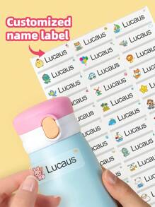 1~198pcs Clear Name Labels Waterproof Vinyl - Cute Custom Stickers For Kids School Supplies/College Dorm Organization/Sports Gear, Reusable No-Iron ID Tags For Lunch Boxes/Water Bottles/Gym Bags, Daycare Camp Essentials Baby Toddler Gift Set,Art Activities For Children,Warm Ambience
