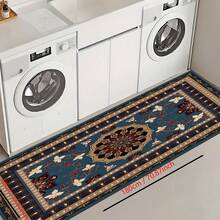 1 pieza Alfombra de silicona antideslizante con estampado floral del sudeste asiático, alfombra, tapete, impresión 3D rectangular, adecuado para sala de estar, dormitorio, pasillo, baño, lavandería - Alfombra de poliéster para decoración del hogar interior y exterior