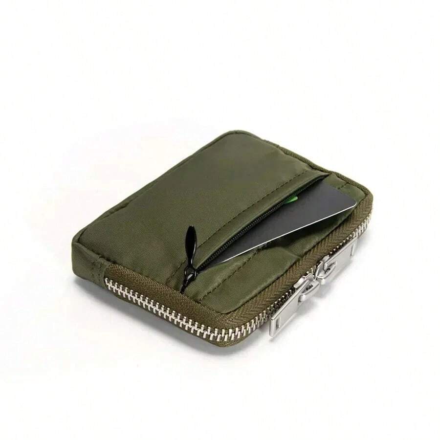 Bolsa de Mano Impermeable para Hombre, Cartera Larga de Tela de Nylon, Bolsa de Tarjetas Casual, Bolsa EDC para Exteriores, Cartera Duradera, Monedero, Bolsos de Mano para Hombre - Verde militar - Ver 1