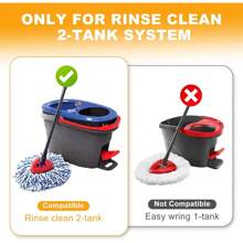Replacement Mop Heads For 2 Tank Spin Mop System, 2 Microfiber Refills, 1 Scrub Brush, And 1 Mop Base Set Combo