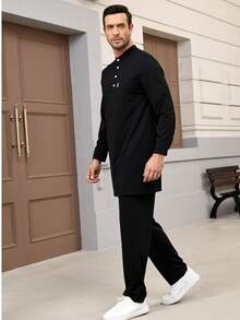 Muslimische Bekleidung komplettes Set aus Hemd und Hose, 2-teilige afrikanische Männerbekleidung, Kaftan, elegante Oberteile ohne lange Ärmel und Hosen, luxuriöser Anzug für Herren, Hochzeitsbekleidung für Männer