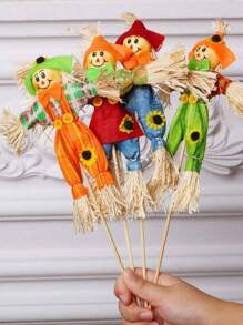 1 pièce Décoration d'épouvantail d'Halloween pour l'extérieur, style aléatoire, épouvantail d'automne de 30 cm pour la récolte. Décorations d'épouvantail debout pour le jardin, la maison, l'école, la cour, le porche, la décoration d'action de grâce