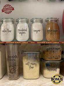 158 件厨房标签 家庭编辑标签 调味标签 容器标签 整理贴纸 - 黑色 - 查看 3