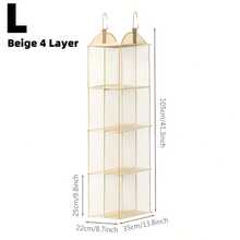 1 件隔层悬挂手提包收纳架可折叠可拆卸透明包袋收纳架衣柜壁橱节省空间的存储系统钱包包收纳架用于存放各种物品，如衣服、包、娃娃、鞋子