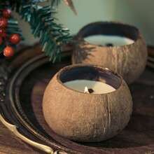 Scented Soybean Coconut Shell Wax Candle - Wooden Wick Fragrance Candle, Made With Genuine Coconut Shell