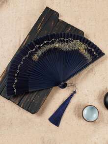 1pc Foldable Fan Hand Held Fan With Tassel For Outdoor Travel Dancing Performance Cheongsam Dressing Accessories Photo-Taking Props - Nhiều màu - Xem 31