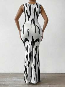 1  Zebra Stripe    Casual    Asymmetrical  Draped  Knot    Dress  Home  Holiday  Night Out  Wedding  Office    The Four Seasons - 白色 - 查看 2