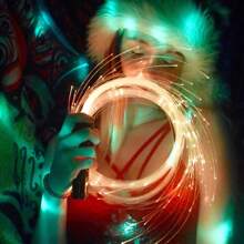 LED Light Up Dance Whip USB Rechargeable Fiber Optic Whip 7 Color Changes Music Festival ,Slip Grip For EDM Events & More