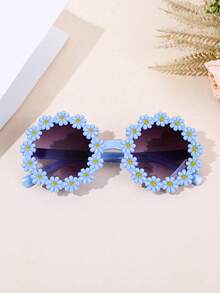 1 Pair Women's Daisy Flower Round Glasses,Cute Personalized Glasses,Fashion Decorative Eyewear,Party Glasses, For Party, Ball, Birthday, Hawaiian Beach Vacation Fashion Fashion Glasses