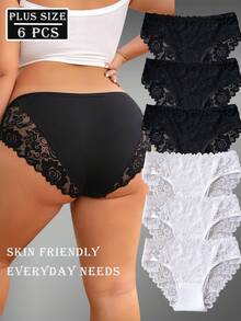 Quần lót ren hoa cỡ lớn 6 chiếc dành cho nữ - Nhiều màu - Xem 6