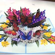 Handmade 3D Butterfly Pop Up Greeting Card - Vibrant Floral Design With Colorful Butterflies, Elegant Gift For Mother's Day, Birthday, Anniversary, Valentine's, Thanksgiving, Father's Day - Wife, Girlfriend, Mother, Special Occasion Card | 3D Popup Card | Intricate Craftsmanship