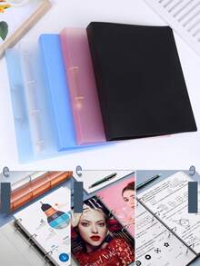 A4 透明 4 环 D 型活页夹，加厚 PP 防水 2 孔活页文件夹，适用于学校文具、办公文件、杂志存储、学校用品、返校