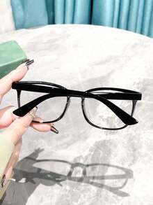 1 Pc Women Square Full-Rim Black Glasses, Men Light Glasses, Fashion Casual Office Wear - Multicolor - View 5