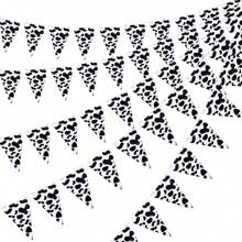 3 Pcs Cow Print Pennant Banners, Cow Print Pennant Banner Birthday Party Supplies For Western Cowboy Theme Decoration Animal Theme Party Holiday Decor