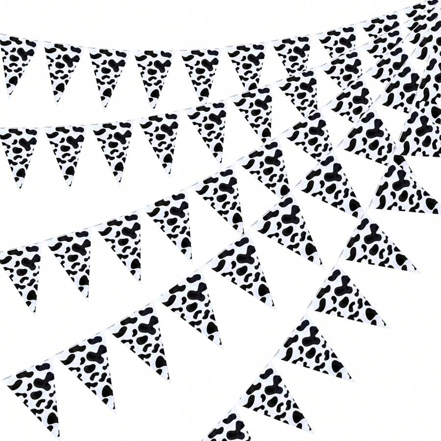 3 Pcs Cow Print Pennant Banners, Cow Print Pennant Banner Birthday Party Supplies For Western Cowboy Theme Decoration Animal Theme Party Holiday Decor