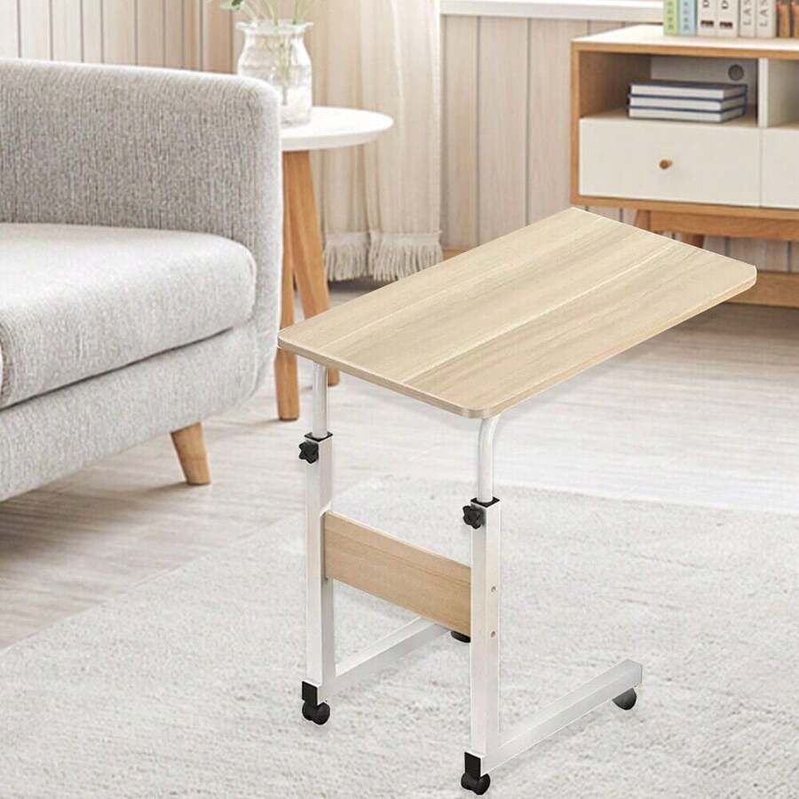 Portable Over Bed Chair Table Hospital Overbed Height Adjustable Laptop Tray UK - Khaki - View 1