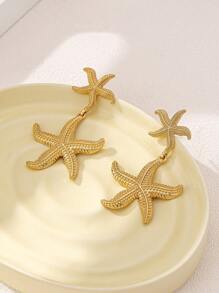 1 Pair Starfish Dangle Earrings, Suitable For Women's Daily And Festival Wear