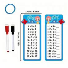 1 Set de Tarjetas Didácticas de Matemáticas para Niños, Juego de Aprendizaje de Dígitos, Práctica de Suma, Resta, Multiplicación, División y Fracciones, Reutilizables y Borrables, Ayudas Educativas de Escritura - Multicolor - Ver 3