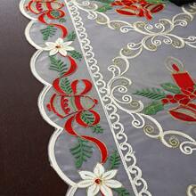 1pc Christmas Table Runner, Elegant European Style Party Tablecloth, Beige Organza With Bell Pattern, Suitable For Christmas Party, Daily Home Furniture & Kitchen Decor, Christmas & New Year Holiday Decoration, Multiple Sizes Available - Beige/Red - View 9